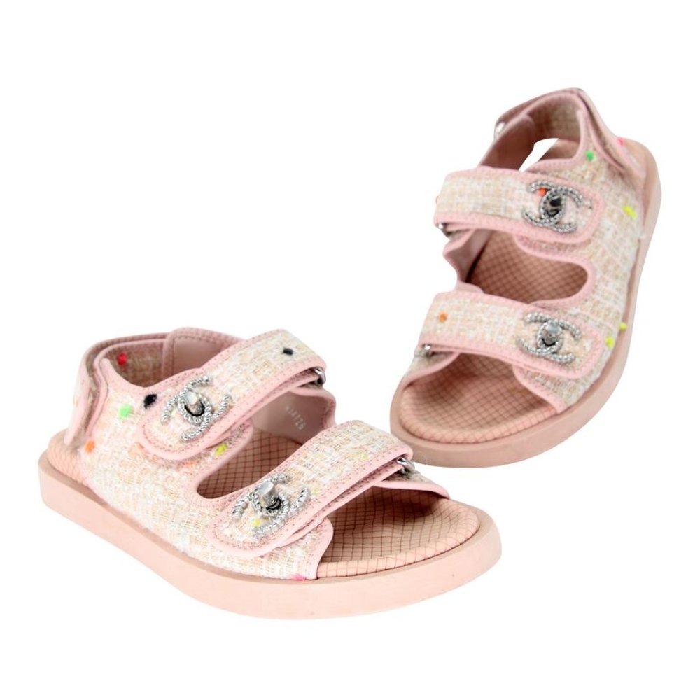 Chanel Quilted 35 Tweed Fabric Cc Dad Sandals CC-1109P-0017